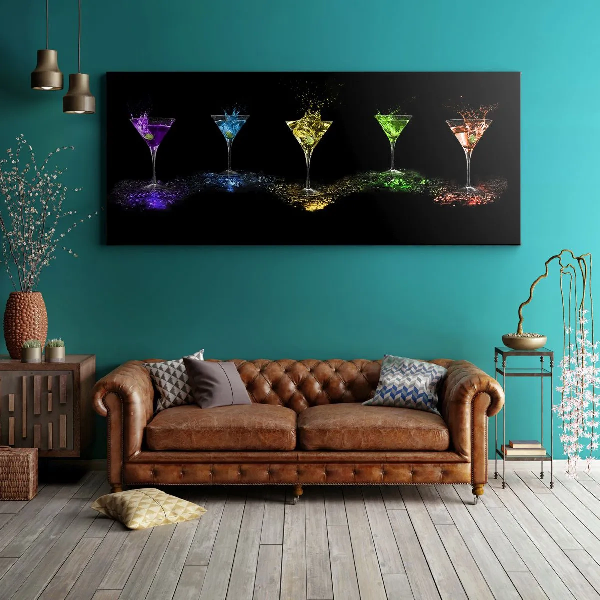 Canvastavla - Bild på duk - Glädjens färger i kristallglaset - 100x40 cm
