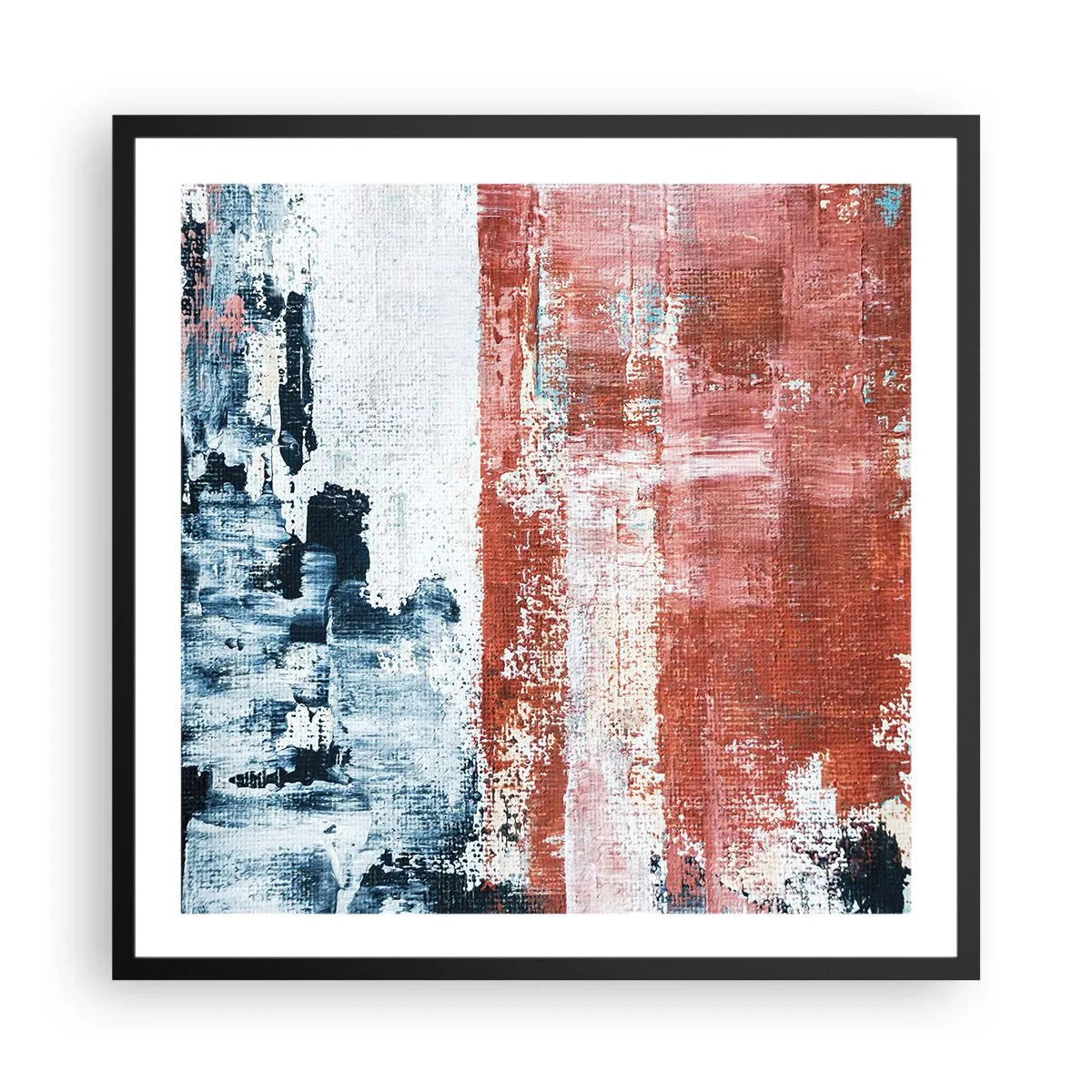 Affisch i svart ram - Abstrakt halvt om halvt - 60x60 cm