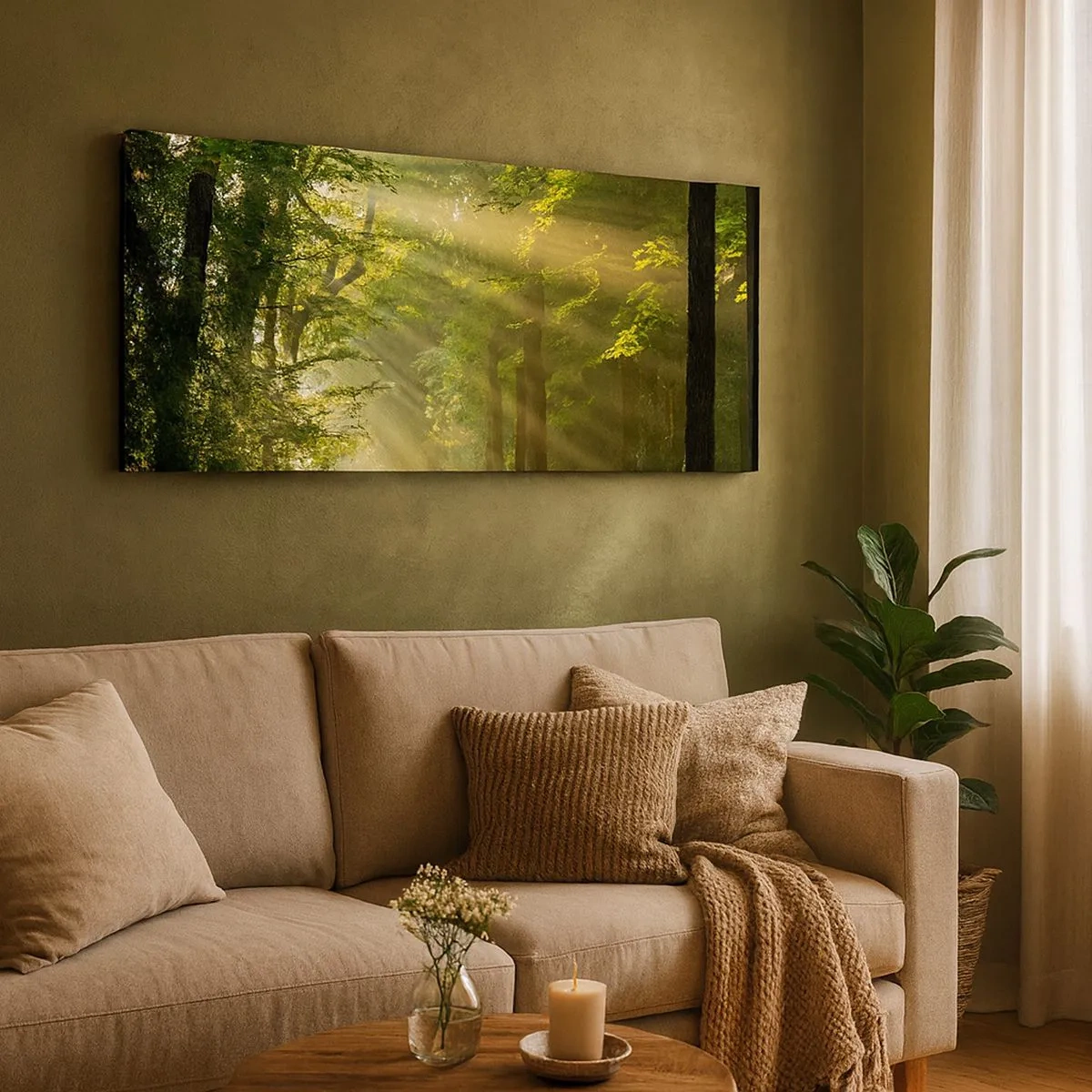 Canvastavla - Bild på duk - En stund i skogen - 100x40 cm