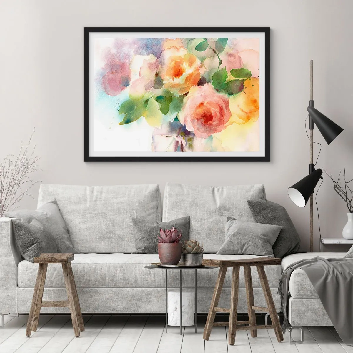 Affisch i svart ram - Delikat som en akvarell - 50x40 cm