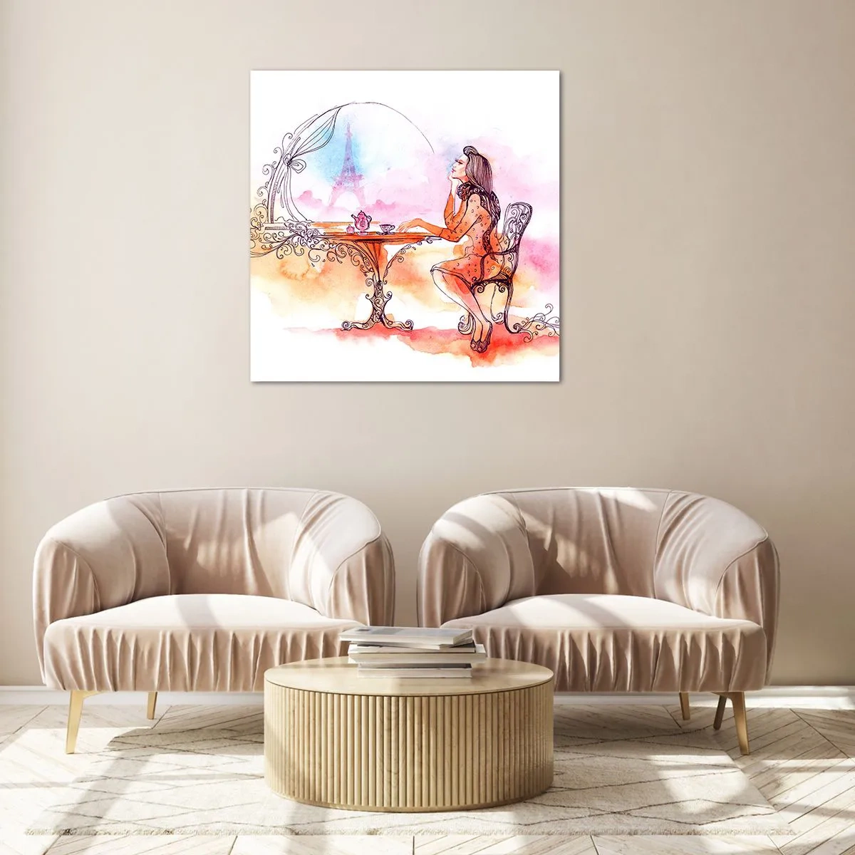 Glastavla - Bild på glas - Paris stil - 60x60 cm