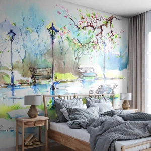 Fototapet Premium Canvas - Parktystnadens charm - Landskap, Parkera, Park Alley - 500x350 cm