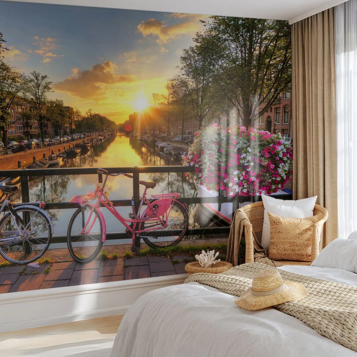 Självhäftande Fototapet Deluxe Sticker - Vårmorgon i Amsterdam - Stad, amsterdam, Arkitektur - 250x175 cm