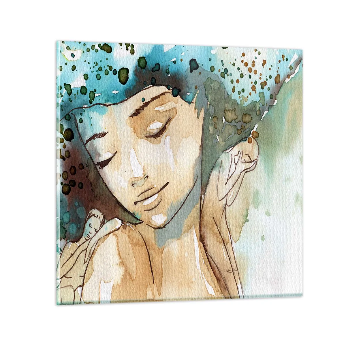 Glastavla - Bild på glas - Lady in blue - 30x30 cm