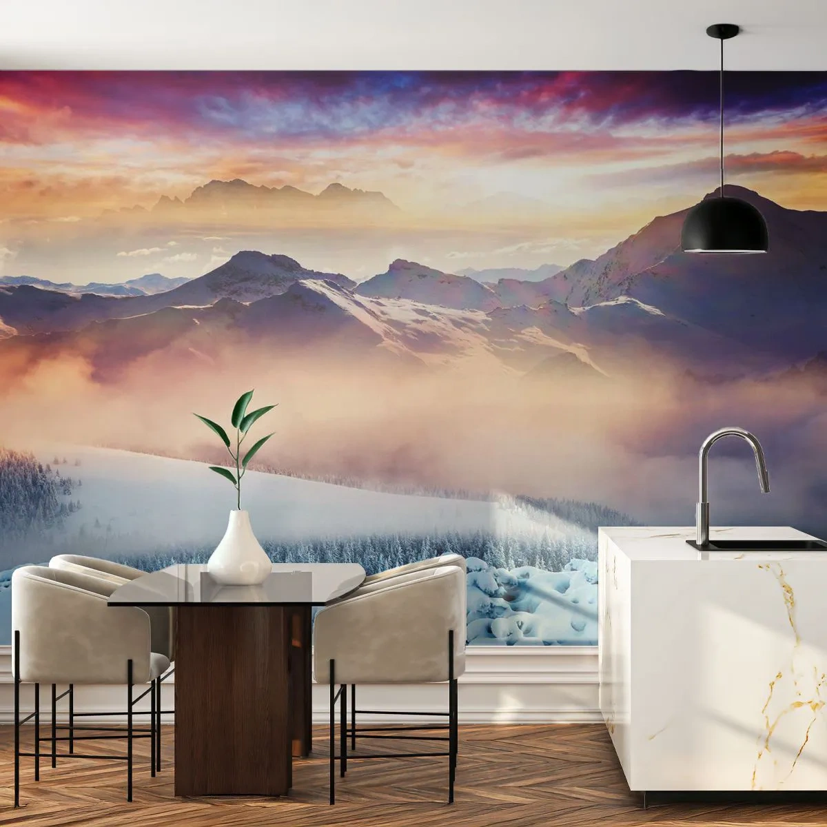 Självhäftande Fototapet Deluxe Sticker - Naturens styrka och renhet - Landskap, Berg, Vinter - 250x175 cm