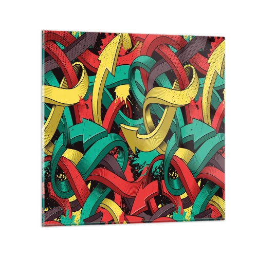 Glastavla - Bild på glas - Vilken väg till målet? - 30x30 cm