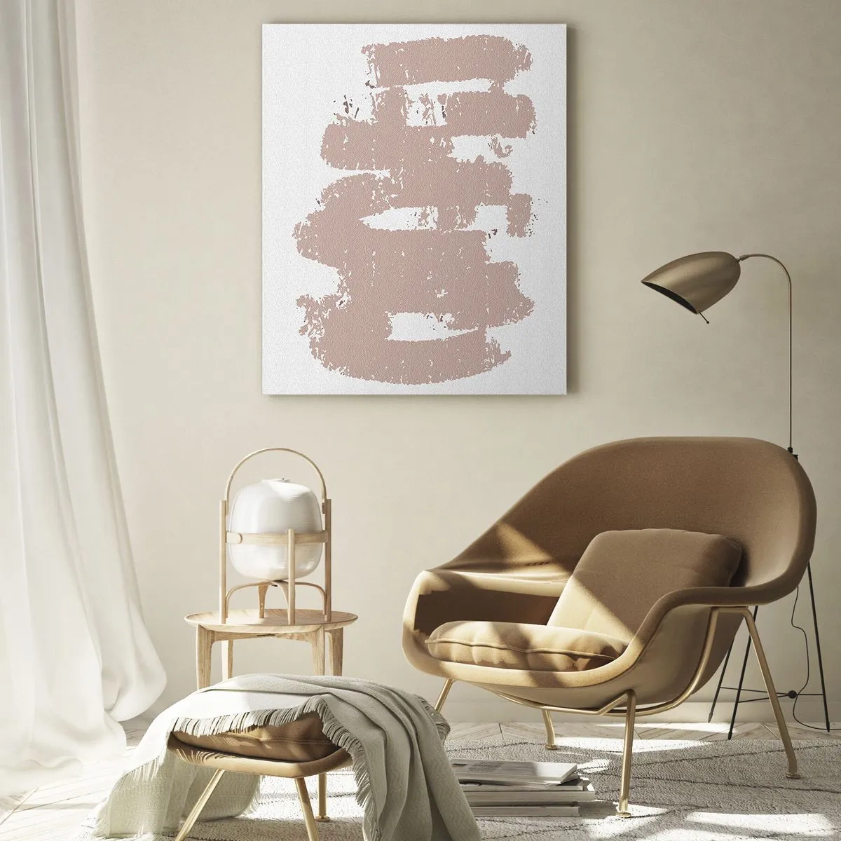 Glastavla - Bild på glas - Abstraktion i mjuk rosa - 50x70 cm