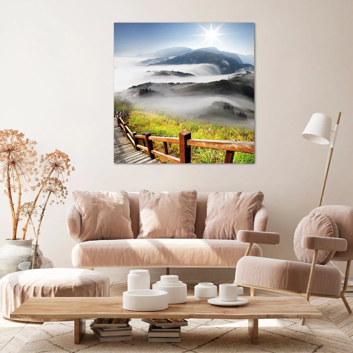 Canvastavla - Bild på duk - Vävt av sken och dimma - 60x60 cm