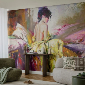 Fototapet Premium Canvas - Mellan munnen och glaskanten - Kvinna, Kropp, Bit - 400x280 cm