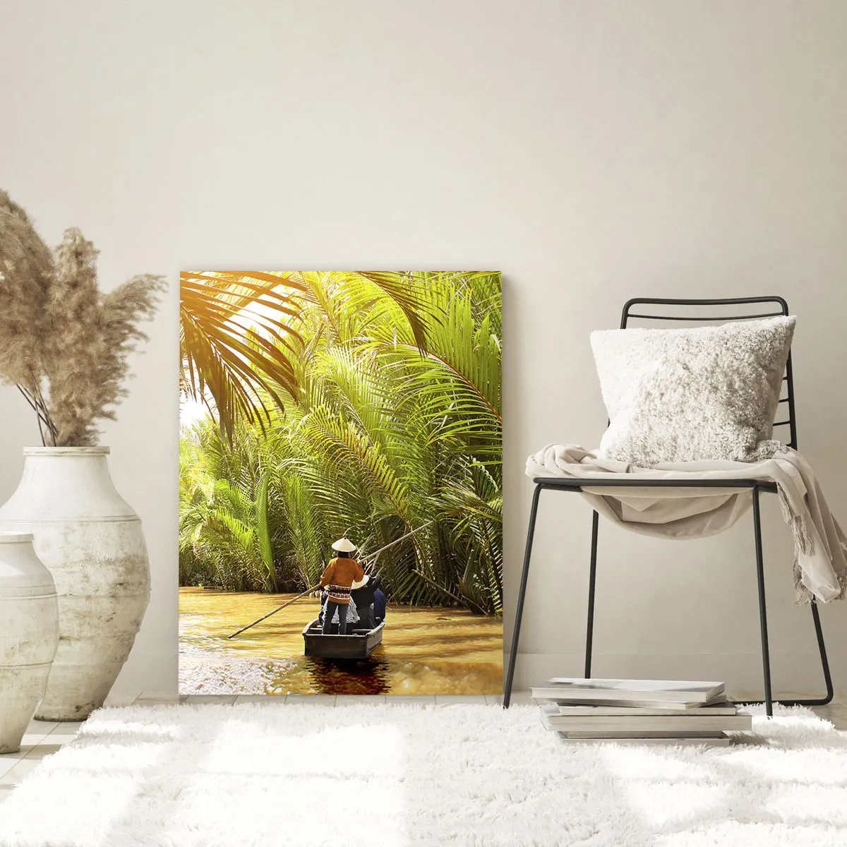 Glastavla - Bild på glas - Genom en palmravin - 70x100 cm