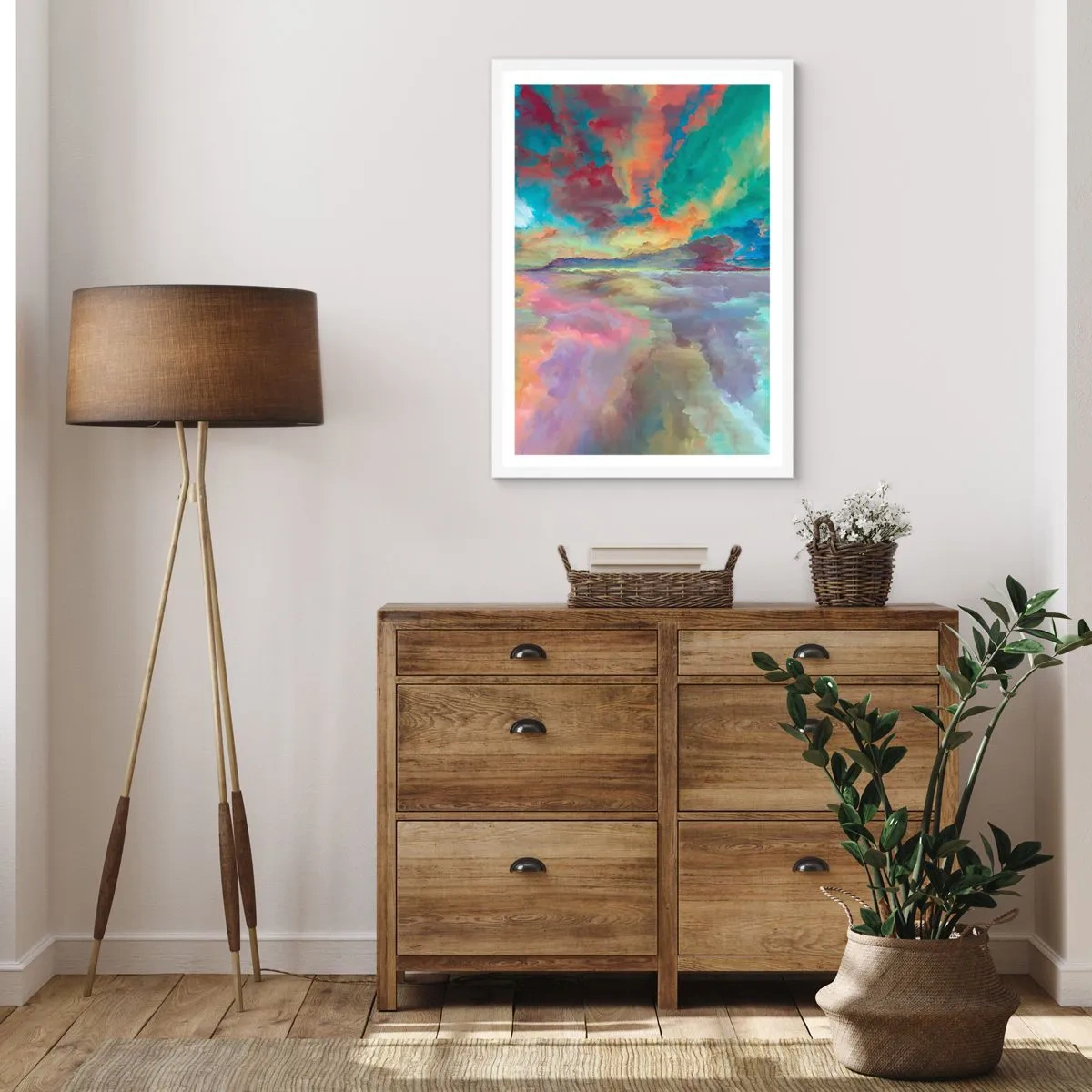 Affisch i vit ram - Två himlar - 70x100 cm