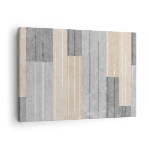 Canvastavla - Bild på duk - Geometrisk komposition i nyanser av grått och beige - 70x50cm - Komposition: allt i lod - Modern väggdekoration för vardagsrum och sovrum ARTTOR