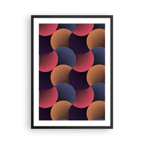 Affisch i svart ram - Geometriskt mönster med färgglada, koncentriska cirklar - 50x70cm - I en cirkulär rytm - Modern väggdekoration för vardagsrum och sovrum ARTTOR