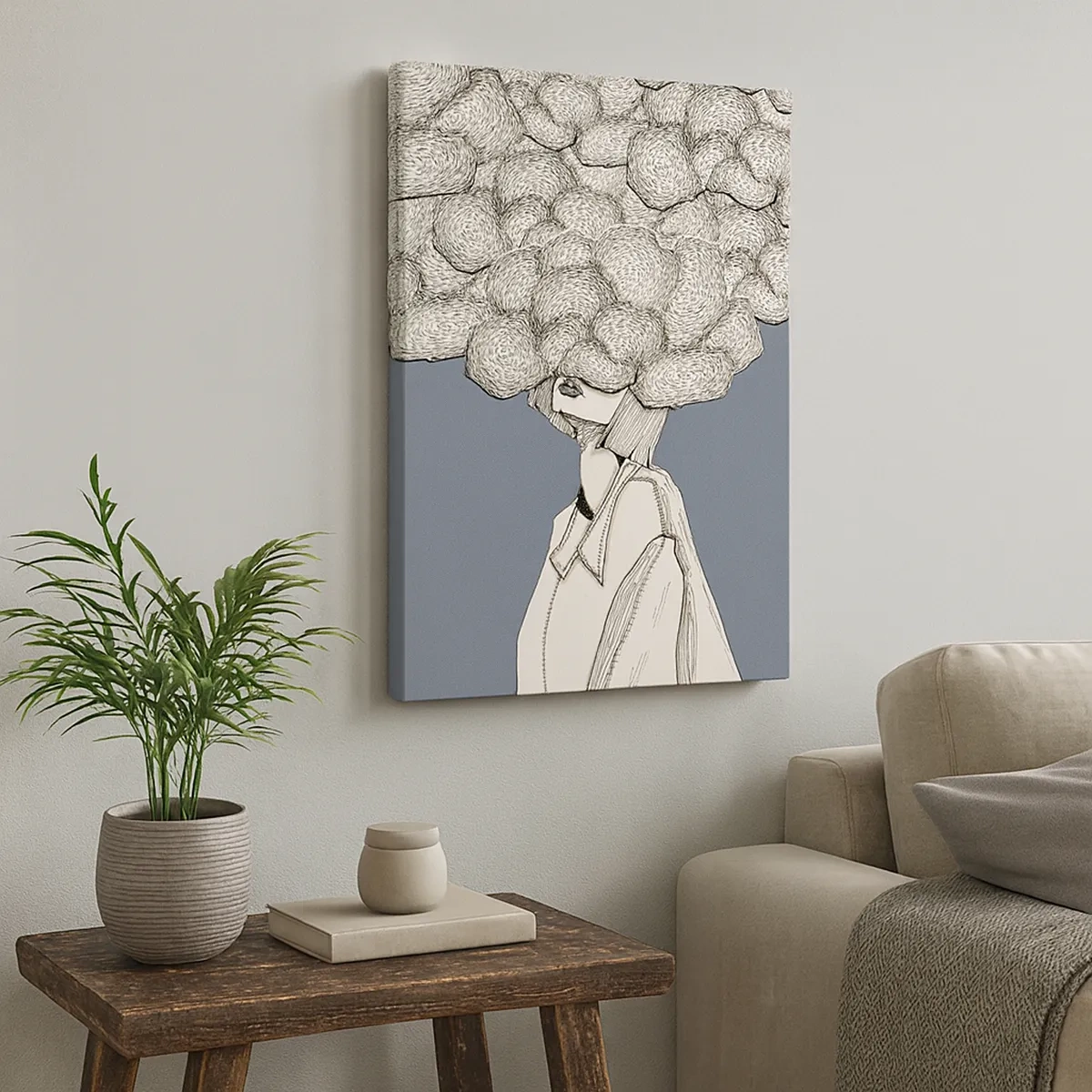 Canvastavla - Bild på duk - Med huvudet i molnen - 50x70 cm