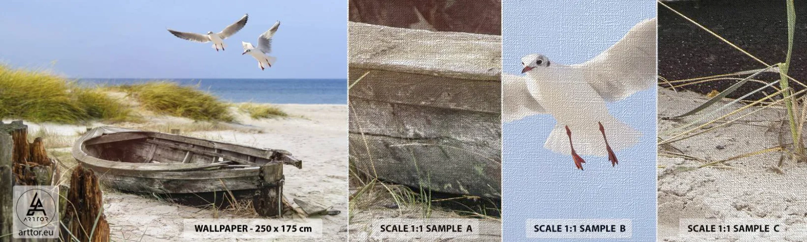 Provbit av fototapet Premium Canvas - Doppade i vinden - Landskap, Strand, Sanddyner - 100x30 cm