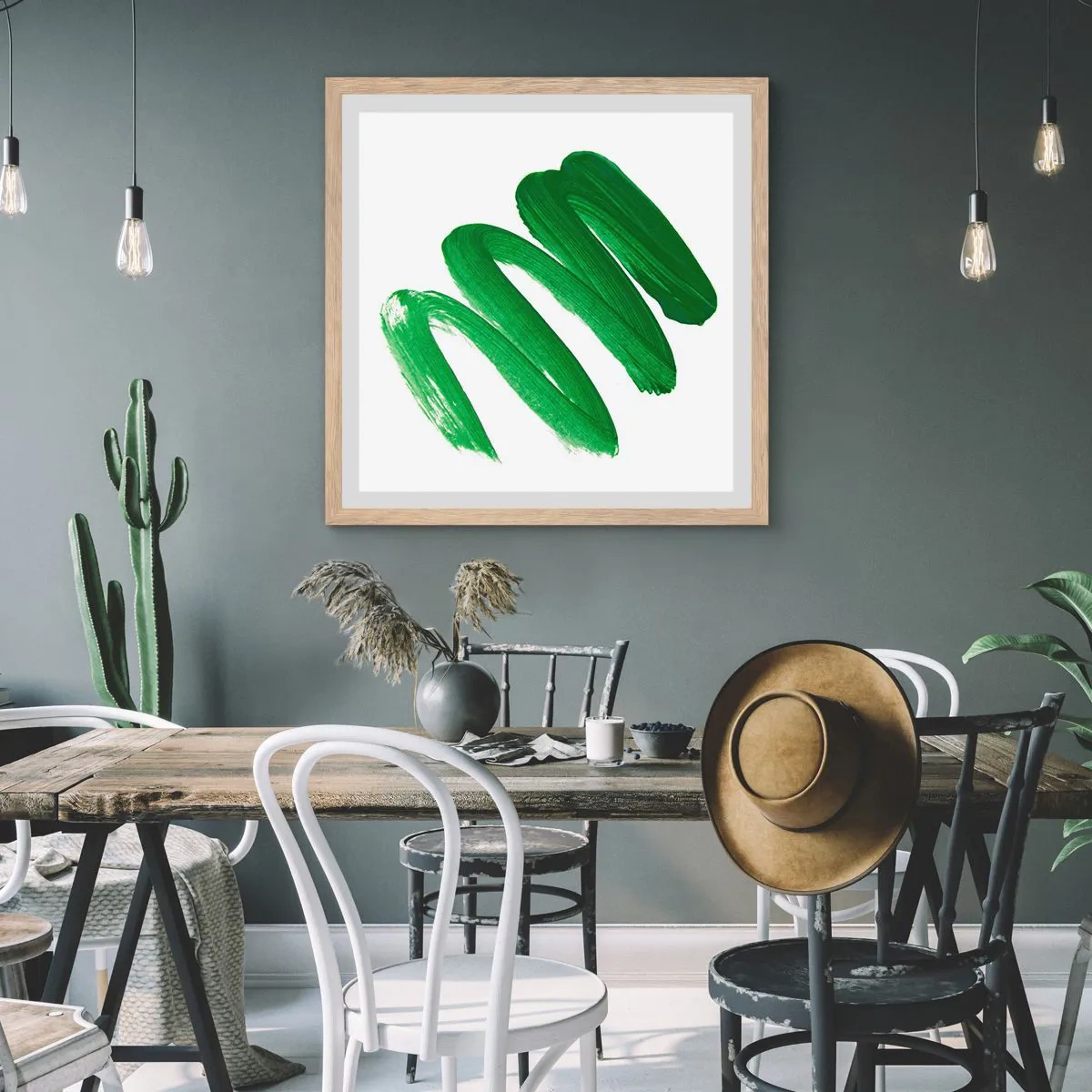 Affisch i ram av ljusek - Ett grönt skämt - 40x40 cm