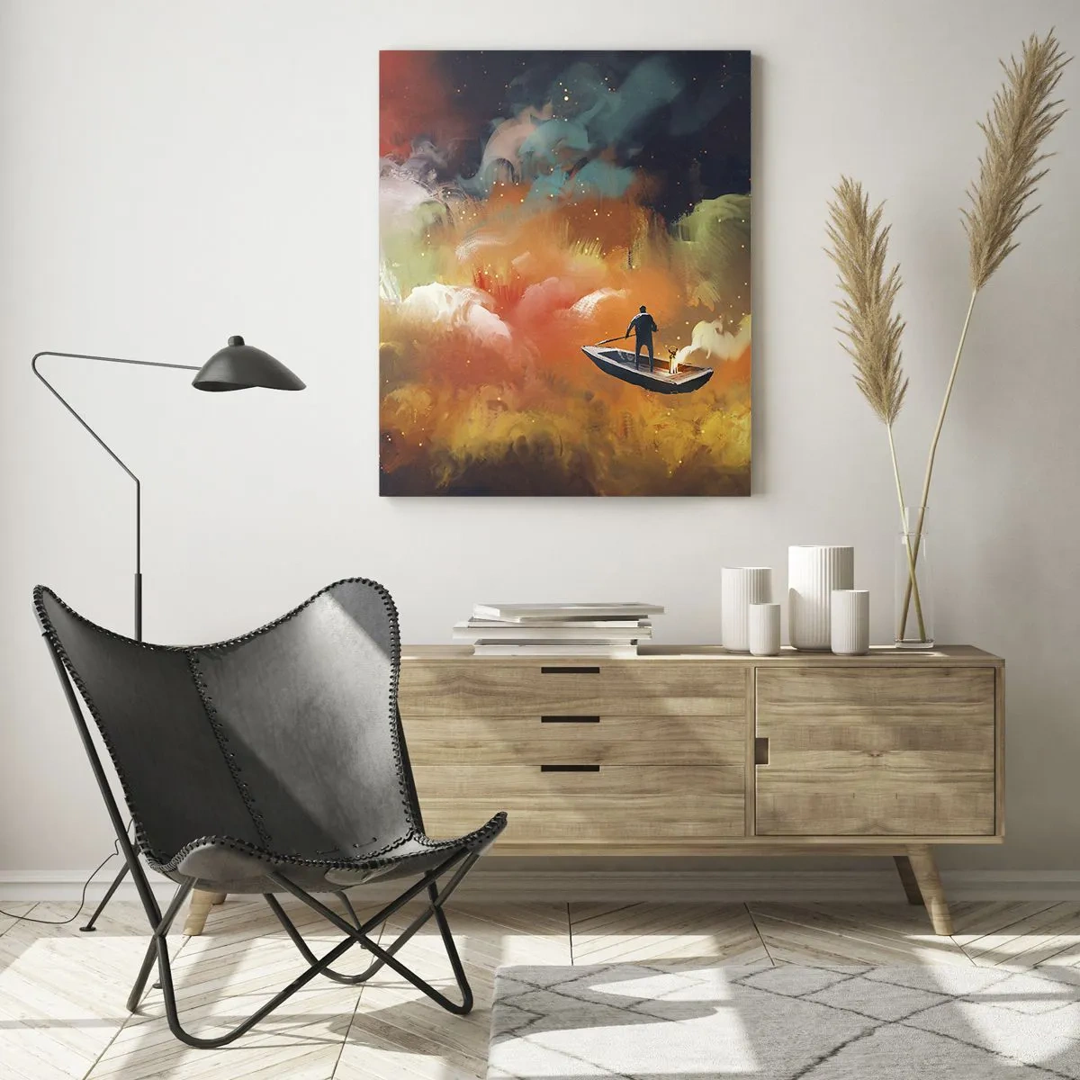 Glastavla - Bild på glas - I båten genom galaxen - 50x70 cm