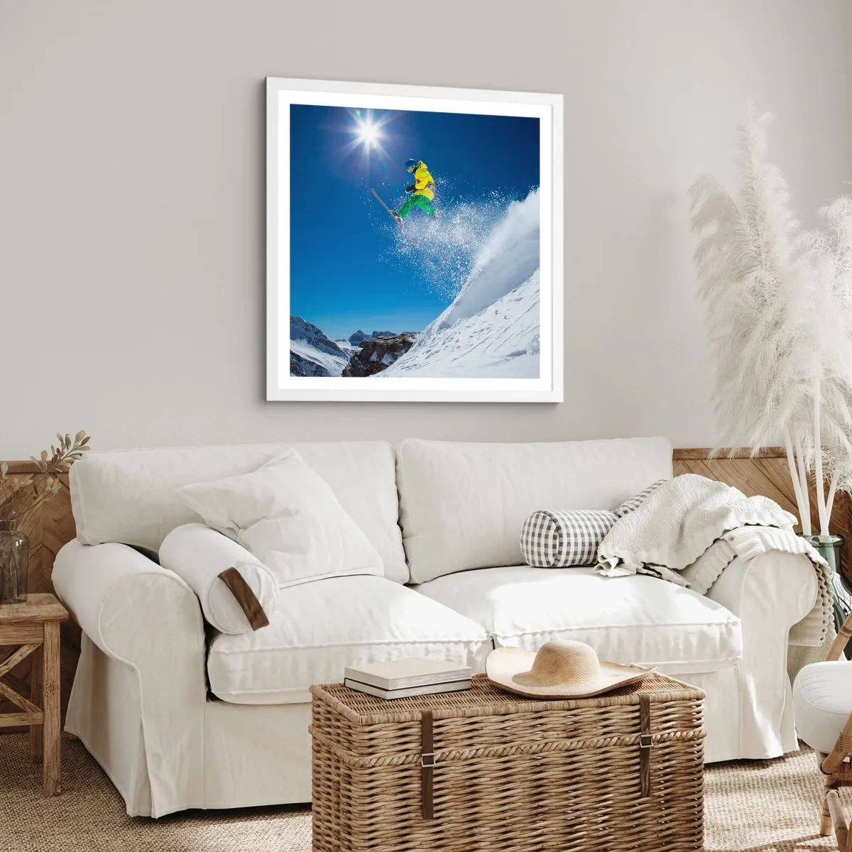 Affisch i vit ram - Dansar med fjällen - 40x40 cm