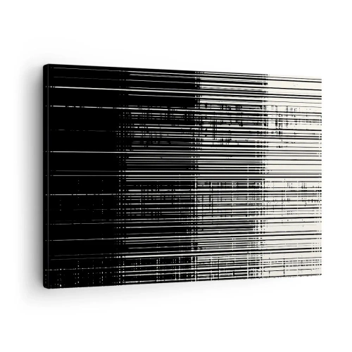 Canvastavla - Bild på duk - Abstrakt komposition av linjer i kontrasterande svartvitt - 70x50cm - Vågor och vibrationer - Modern väggdekoration för vardagsrum och sovrum ARTTOR