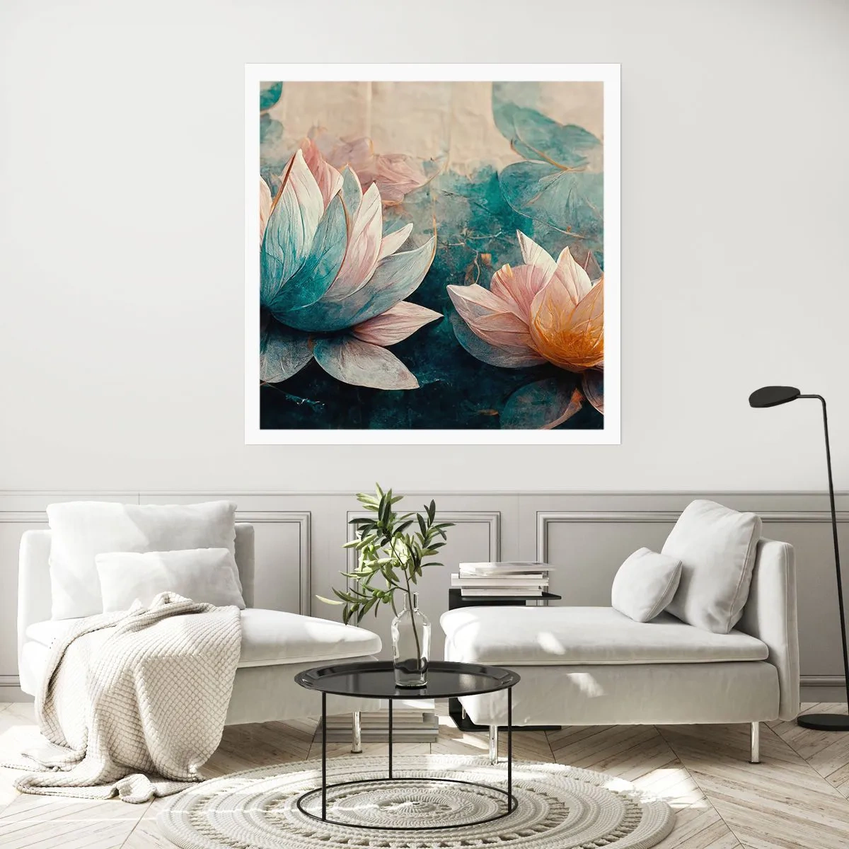 Affisch - Stjärnor i en sjö - 40x40 cm