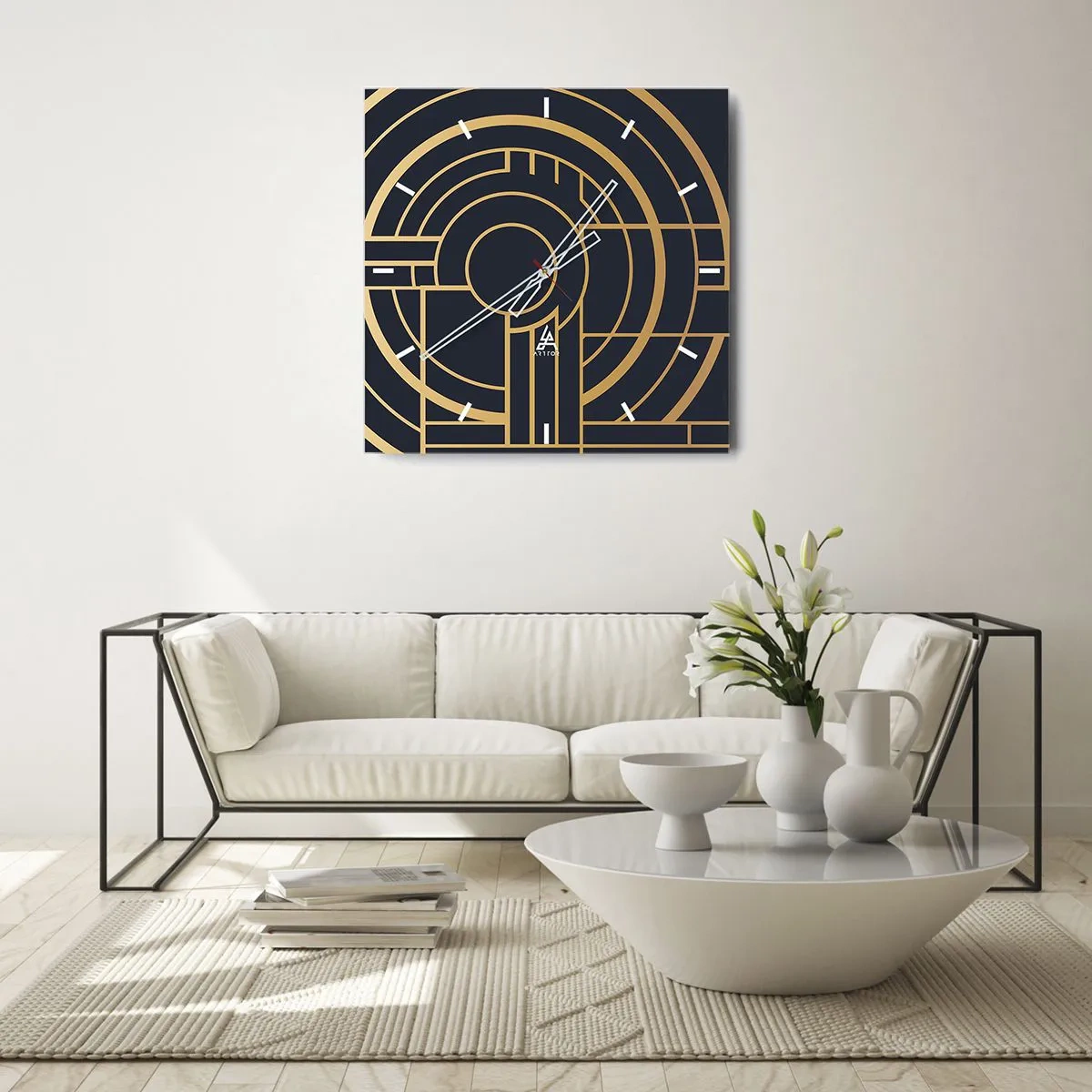 Väggklocka - Klocka på glas - Sakernas gång - 30x30 cm