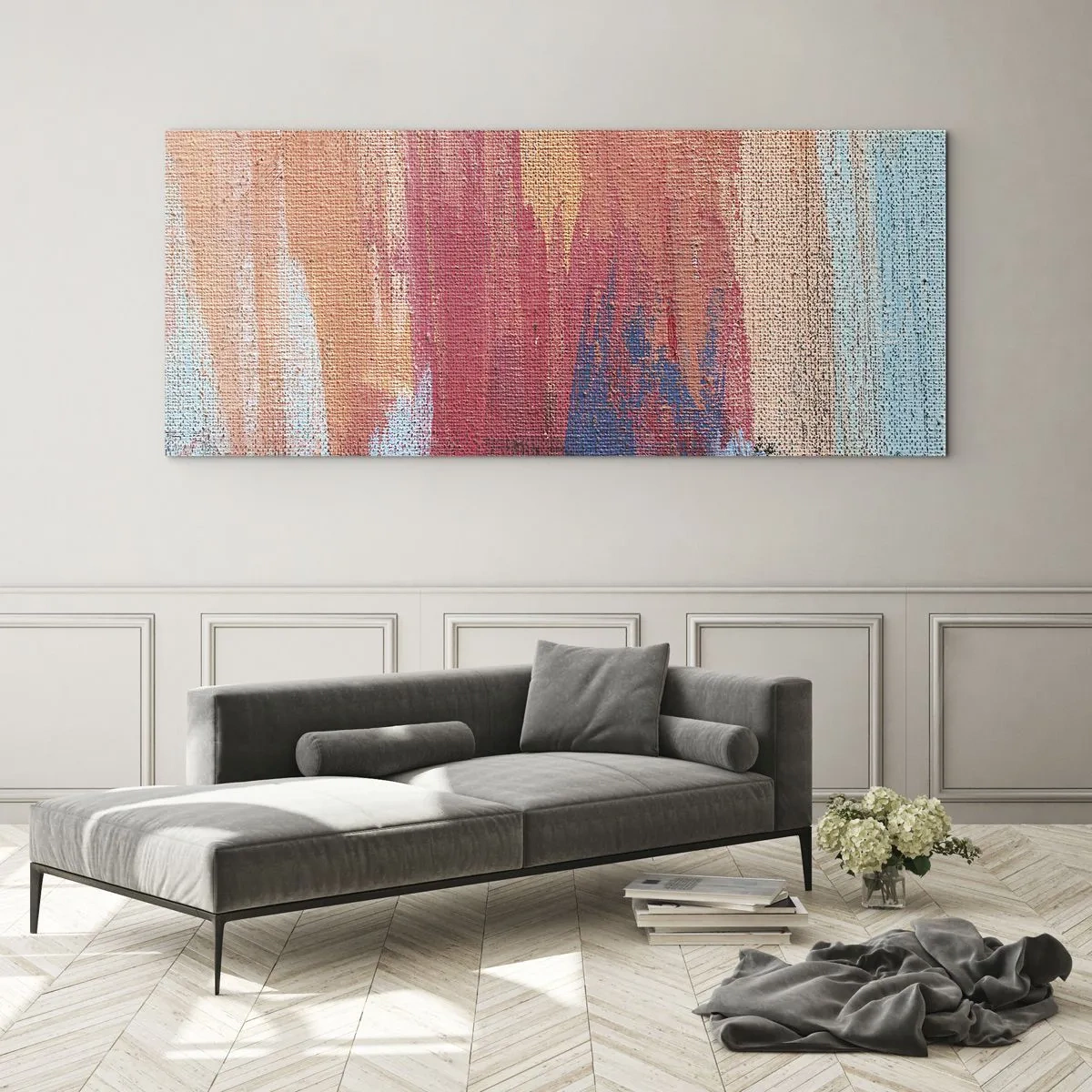 Glastavla - Bild på glas - Rinnande regnbåge - 120x50 cm