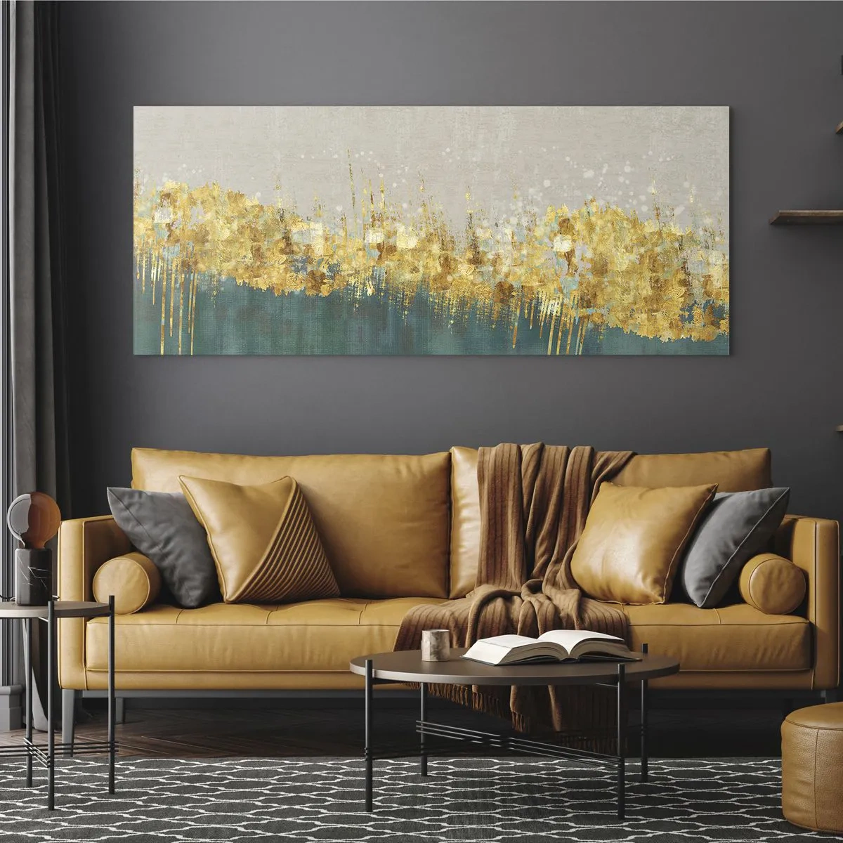 Glastavla - Bild på glas - Den gyllene gränsen - 100x40 cm