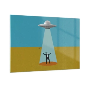 Glastavla - Bild på glas - Ett nära möte - 100x70 cm