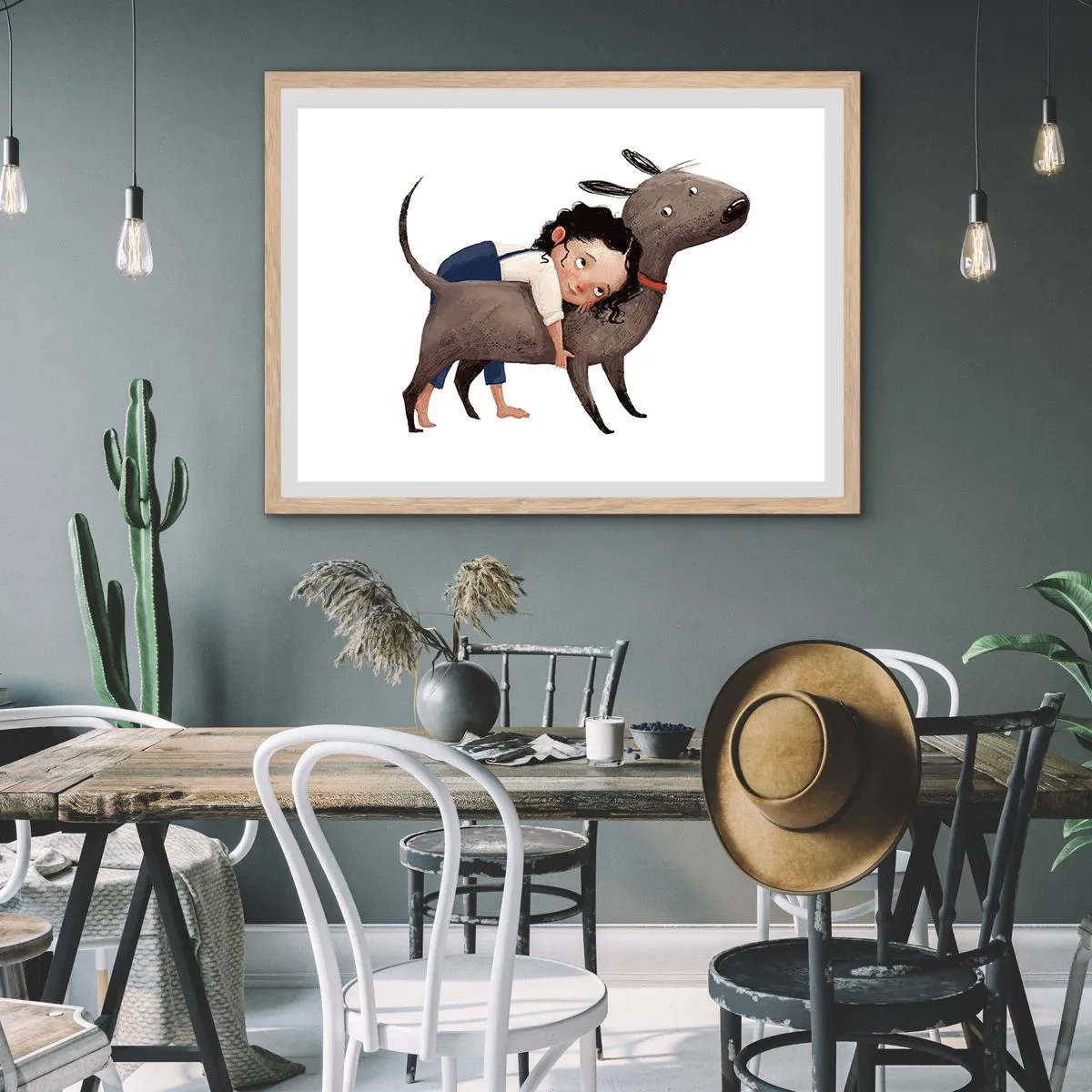 Affisch i ram av ljusek - Bästa vänner - 100x70 cm