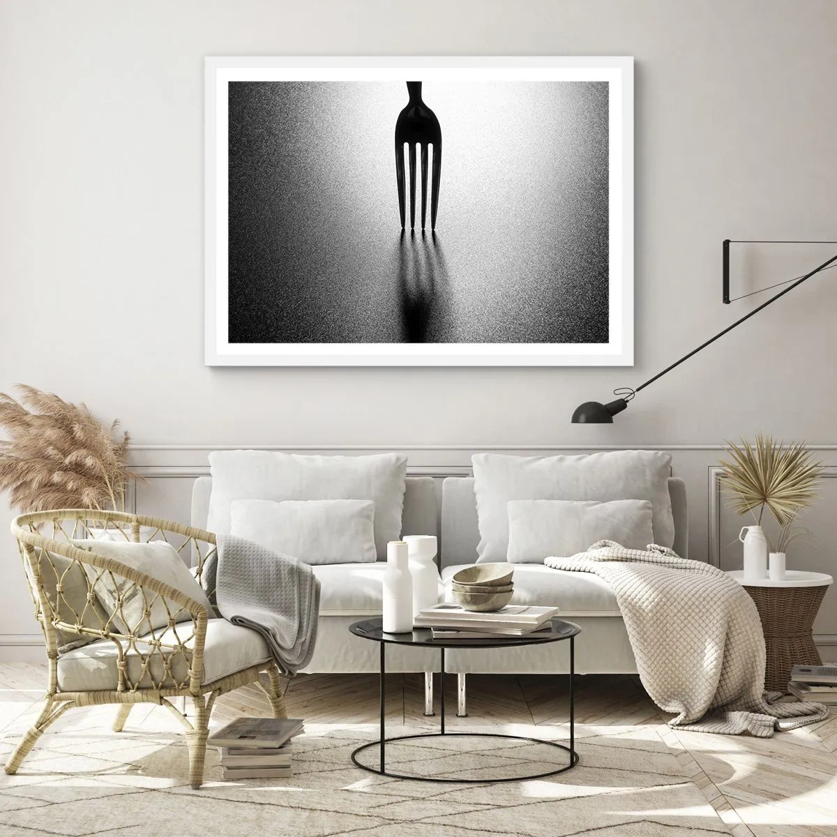 Affisch i vit ram - Ljus och skugga - 100x70 cm