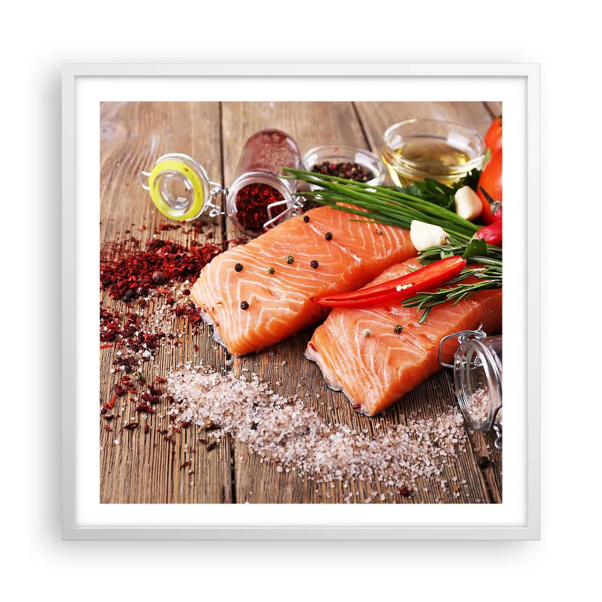 Affisch i vit ram - Norskt äventyr i köket - 60x60 cm