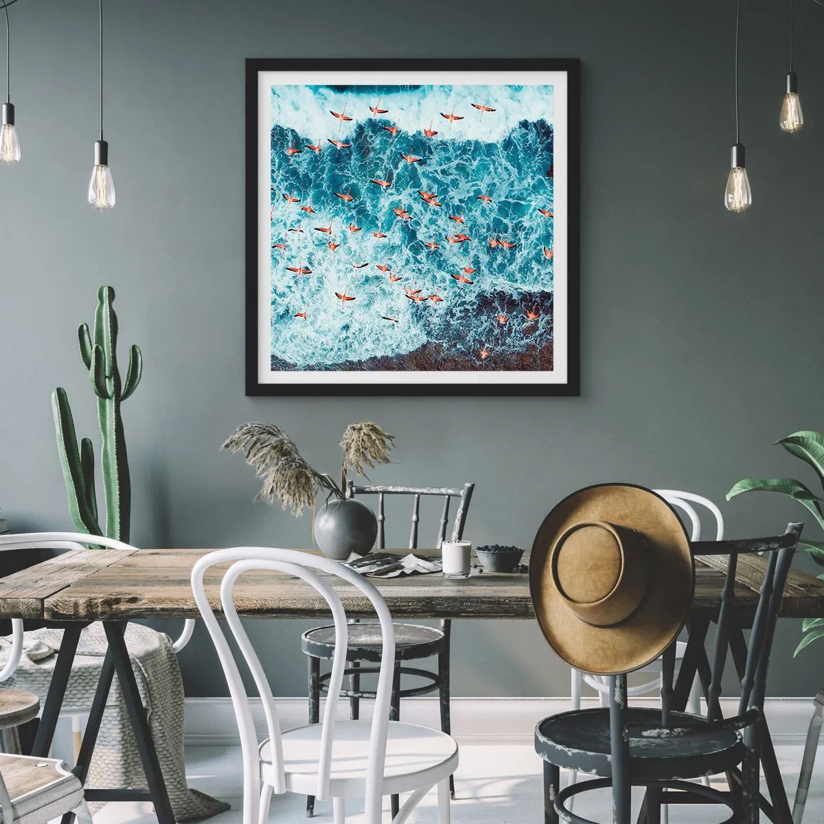 Affisch i svart ram - Kustparad - 60x60 cm