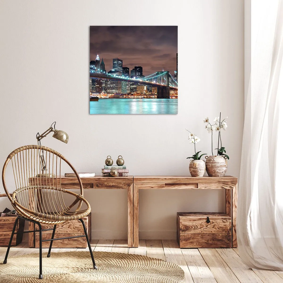 Canvastavla - Bild på duk - Storstadens ljus - 50x50 cm