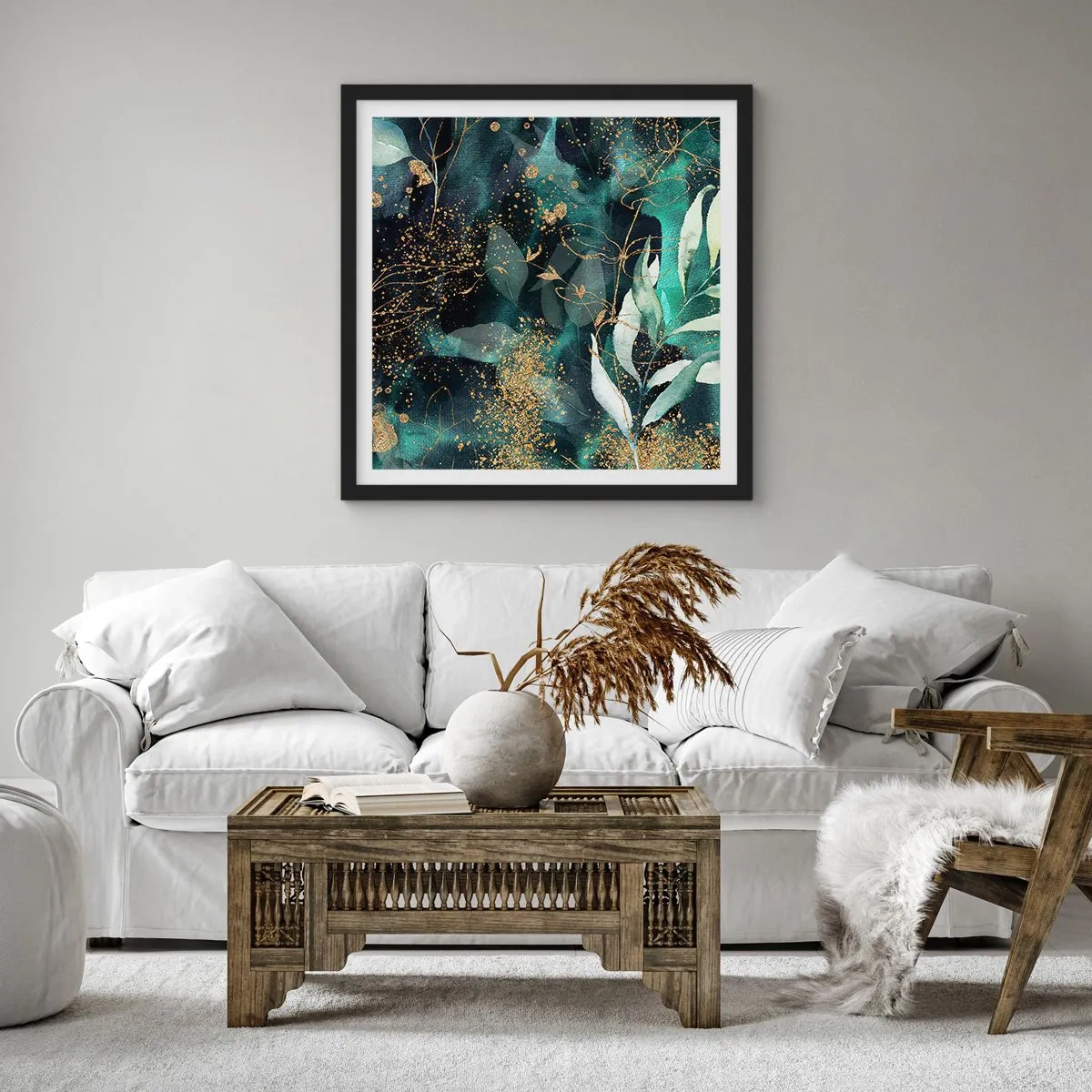 Affisch i svart ram - Förtrollad trädgård - 40x40 cm
