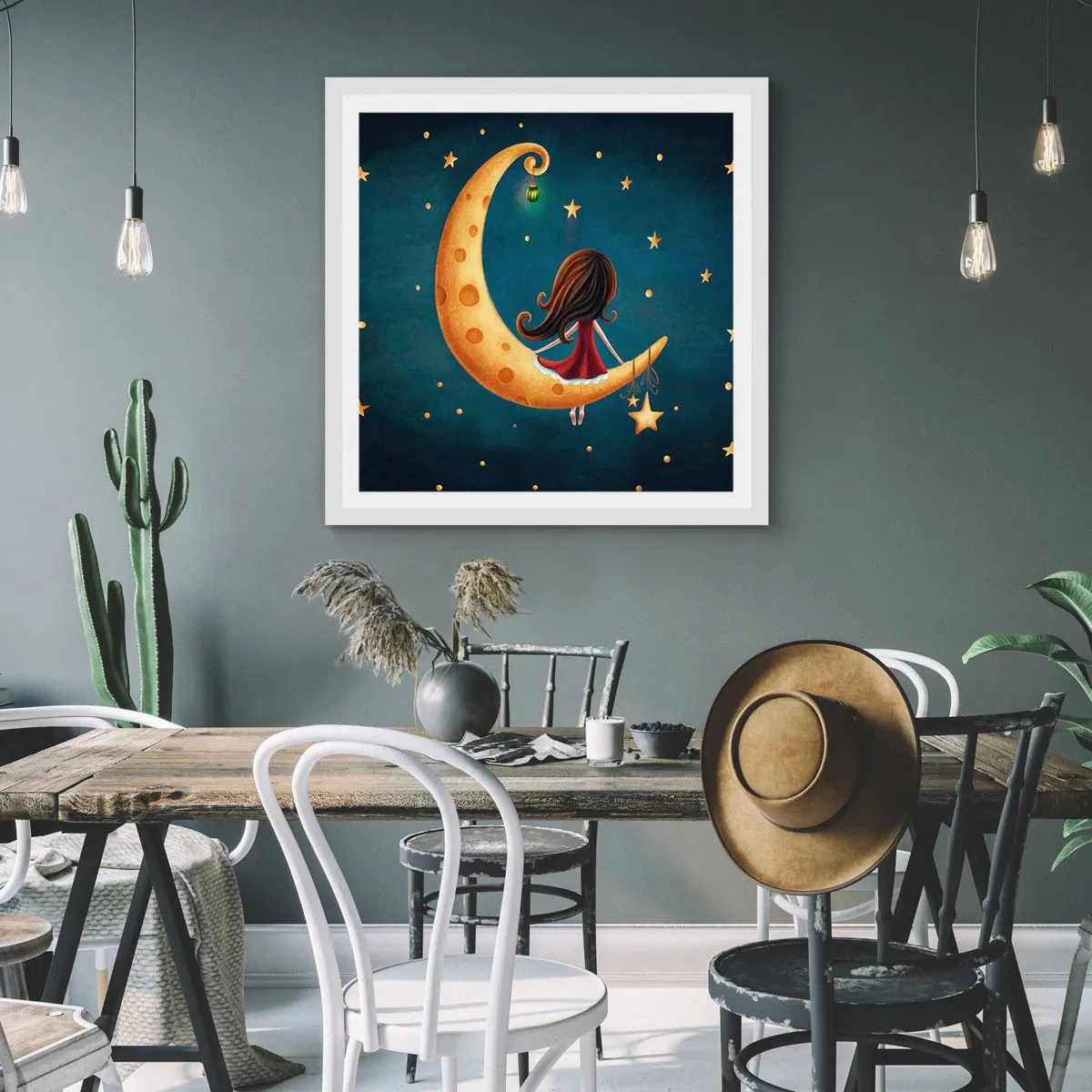 Affisch i vit ram - En gång i tiden... - 40x40 cm