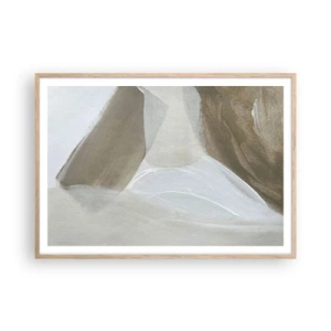 Affisch i ram av ljusek - Våg av vitt - 100x70 cm