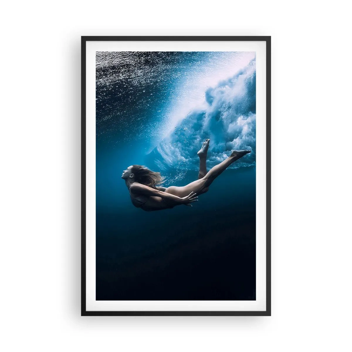 Affisch i svart ram - Modern sjöjungfru - 61x91 cm