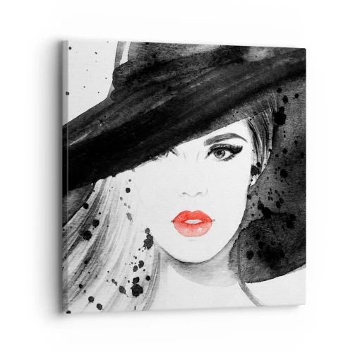 Canvastavla - Bild på duk - En dam i svart - 30x30 cm