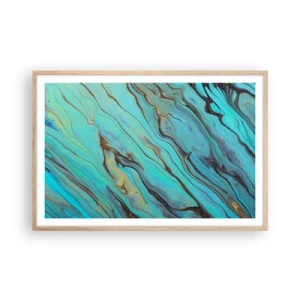 Affisch i ram av ljusek - Turkost tidvatten - 91x61 cm