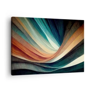 Canvastavla - Bild på duk - Abstrakta vågor i varma och kalla nyanser - 70x50cm - Vävd av färger - Modern väggdekoration för vardagsrum och sovrum ARTTOR