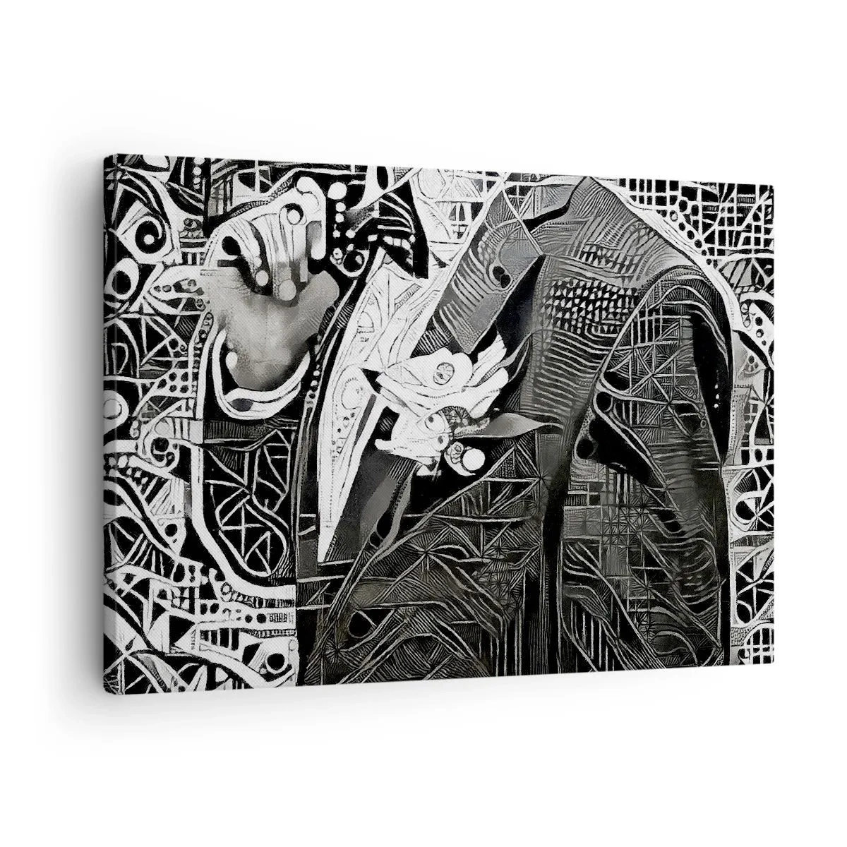 Canvastavla - Bild på duk - Elegant abstraktion av en man i kostym i svartvitt - 70x50cm - Gråmänniska? - Modern väggdekoration för vardagsrum och sovrum ARTTOR