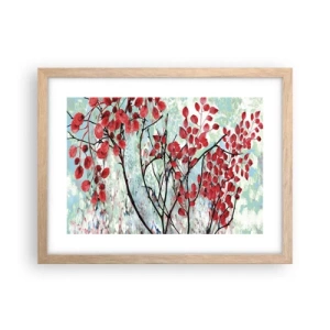 Affisch i ram av ljusek - Träd i scharlakansröd - 40x30 cm