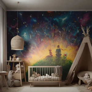 Fototapet Premium Sand - Kärlek och vänskap - hela världen - För barn, Vänskap, Abstraktion - 300x210 cm