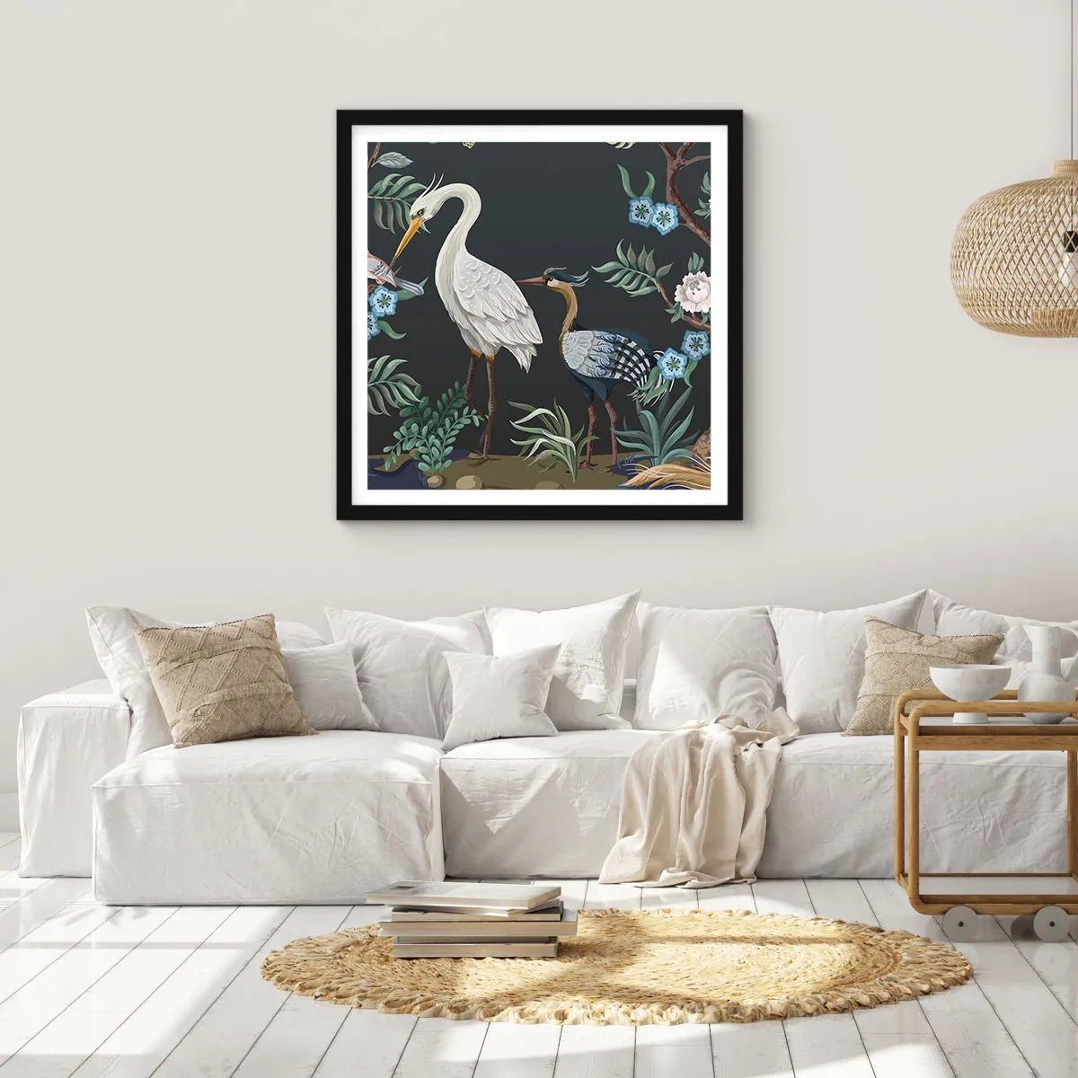 Affisch i svart ram - Fågelparad - 50x50 cm