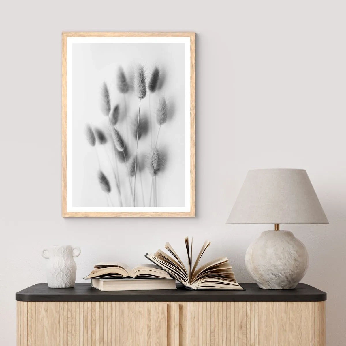 Affisch i ram av ljusek - Fluffigt gräs - 50x70 cm