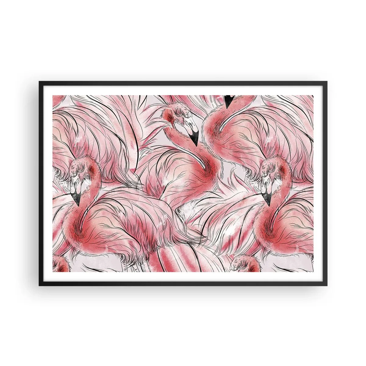 Affisch i svart ram - Fåglarnas corps de ballet - 100x70 cm