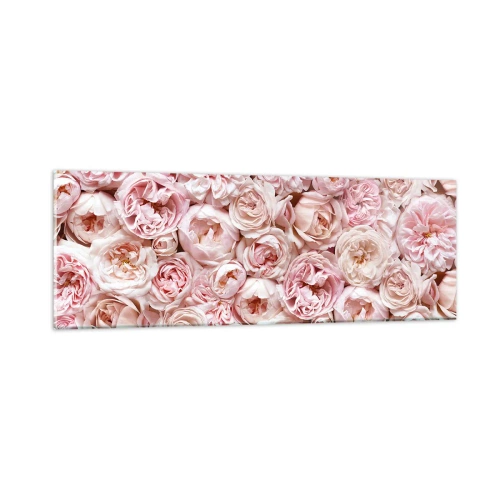 Glastavla - Bild på glas - Strödd med rosor - 90x30 cm