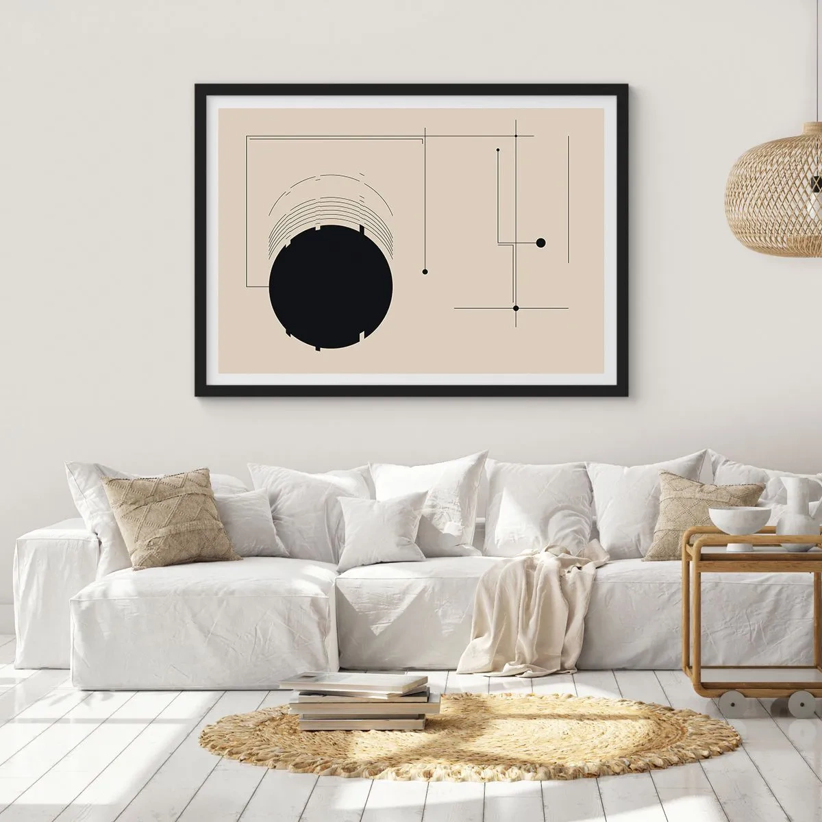 Affisch i svart ram - Fjädrande och dynamisk komposition - 70x50 cm