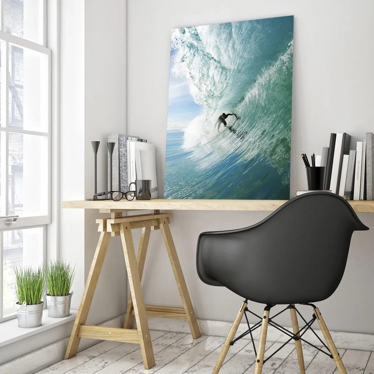 Glastavla - Bild på glas - Alltid på vågen - 50x70 cm