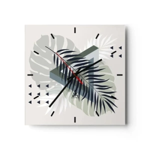 Väggklocka - Klocka på glas - Natur och geometri – två ordningar? - 30x30 cm